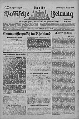Vossische Zeitung on Aug 21, 1920