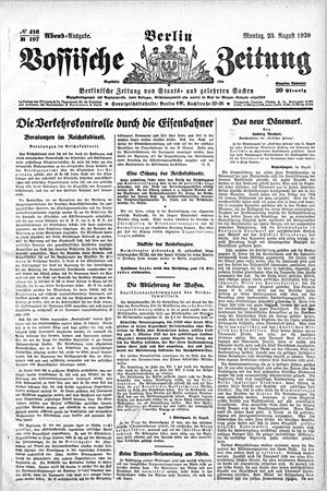 Vossische Zeitung on Aug 23, 1920