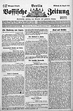 Vossische Zeitung on Aug 25, 1920