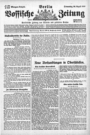 Vossische Zeitung on Aug 26, 1920