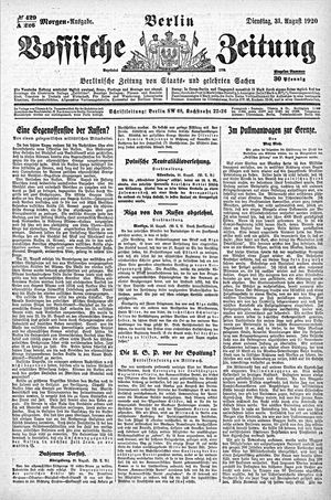 Vossische Zeitung on Aug 31, 1920
