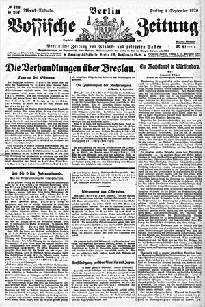 Vossische Zeitung on Sep 3, 1920