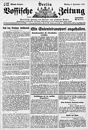 Vossische Zeitung on Sep 6, 1920
