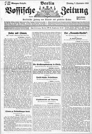 Vossische Zeitung on Sep 7, 1920