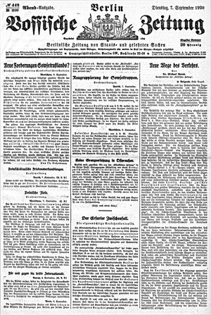Vossische Zeitung on Sep 7, 1920