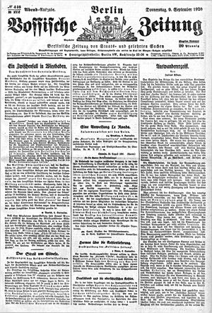 Vossische Zeitung on Sep 9, 1920