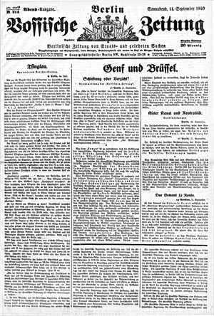 Vossische Zeitung vom 11.09.1920