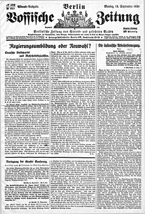 Vossische Zeitung on Sep 13, 1920