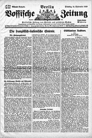 Vossische Zeitung vom 14.09.1920