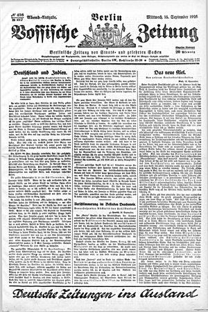 Vossische Zeitung on Sep 15, 1920