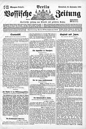 Vossische Zeitung vom 18.09.1920