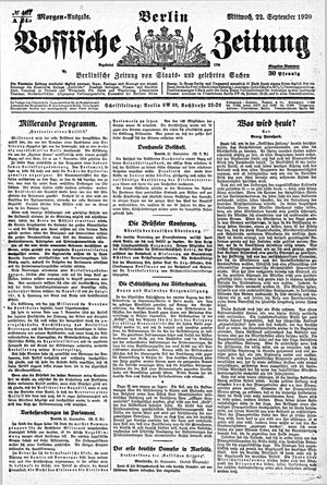 Vossische Zeitung on Sep 22, 1920
