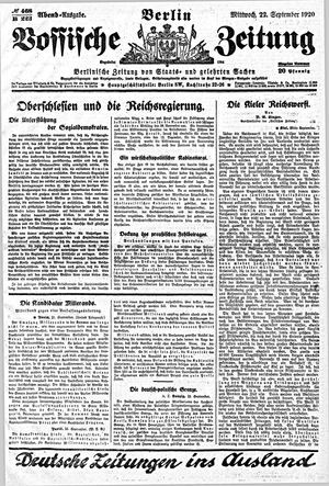 Vossische Zeitung vom 22.09.1920