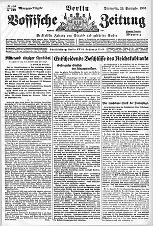 Vossische Zeitung vom 23.09.1920
