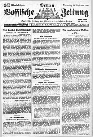 Vossische Zeitung vom 23.09.1920