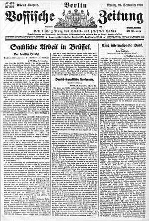 Vossische Zeitung vom 27.09.1920