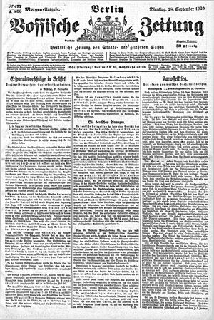 Vossische Zeitung on Sep 28, 1920