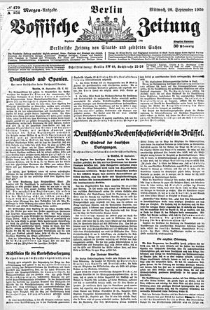 Vossische Zeitung on Sep 29, 1920