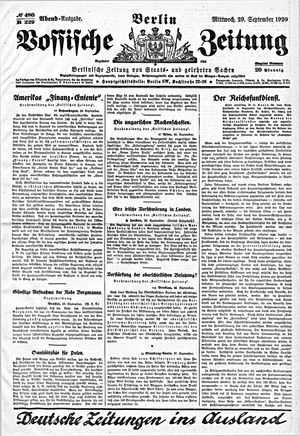 Vossische Zeitung on Sep 29, 1920