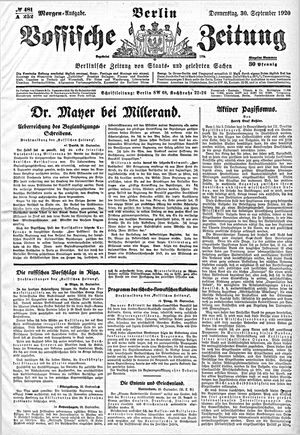 Vossische Zeitung on Sep 30, 1920