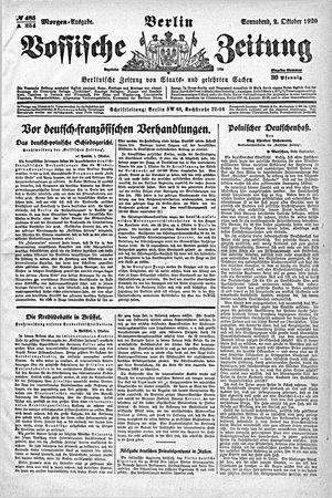 Vossische Zeitung on Oct 2, 1920