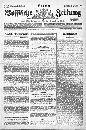 Vossische Zeitung on Oct 3, 1920