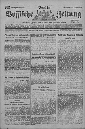 Vossische Zeitung on Oct 6, 1920