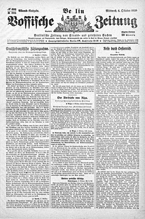 Vossische Zeitung on Oct 6, 1920