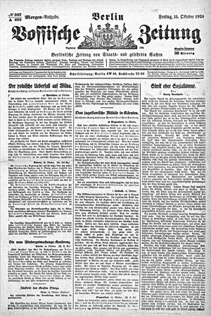 Vossische Zeitung vom 15.10.1920