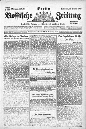 Vossische Zeitung vom 16.10.1920