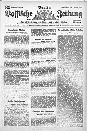 Vossische Zeitung vom 16.10.1920