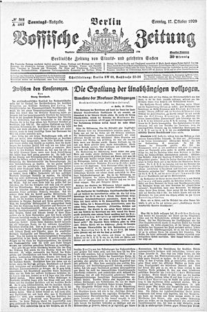 Vossische Zeitung vom 17.10.1920