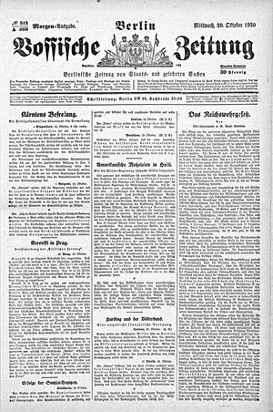 Vossische Zeitung on Oct 20, 1920