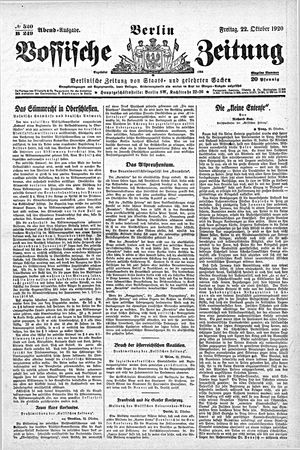Vossische Zeitung on Oct 22, 1920
