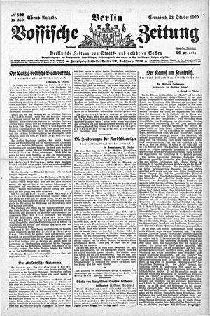 Vossische Zeitung on Oct 23, 1920