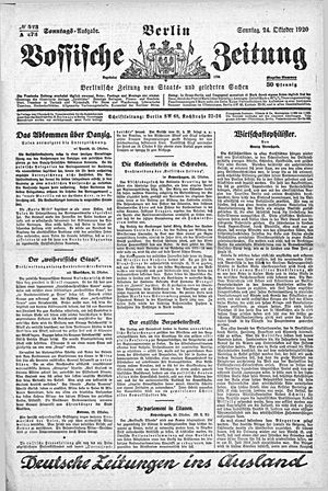 Vossische Zeitung on Oct 24, 1920