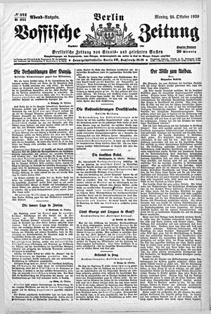 Vossische Zeitung on Oct 25, 1920