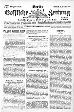 Vossische Zeitung vom 27.10.1920