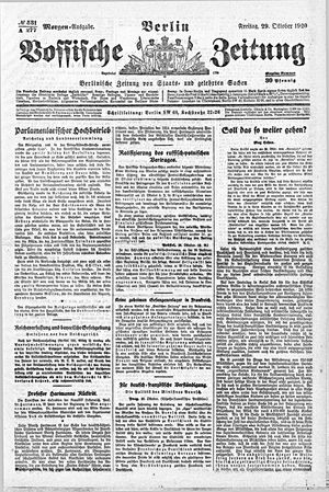 Vossische Zeitung on Oct 29, 1920