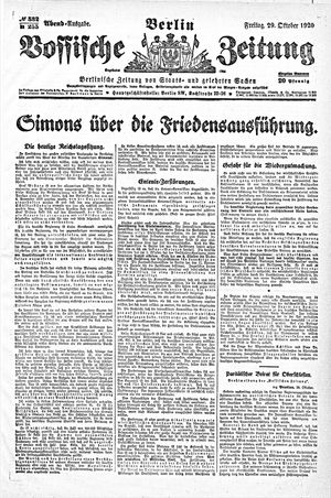 Vossische Zeitung vom 29.10.1920