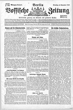 Vossische Zeitung on Nov 2, 1920