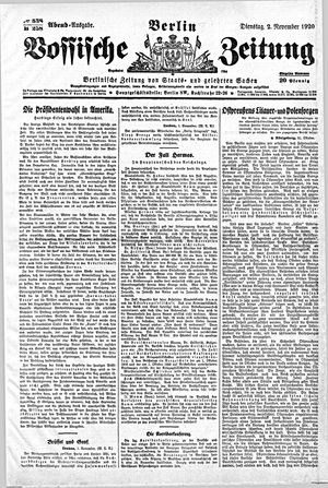 Vossische Zeitung vom 02.11.1920