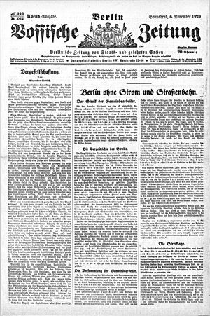 Vossische Zeitung on Nov 6, 1920
