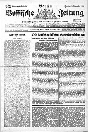 Vossische Zeitung on Nov 7, 1920