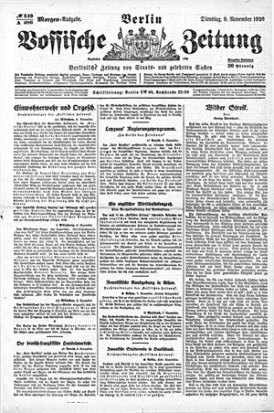 Vossische Zeitung on Nov 9, 1920
