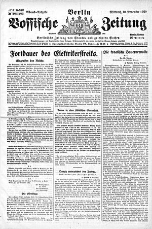 Vossische Zeitung on Nov 10, 1920
