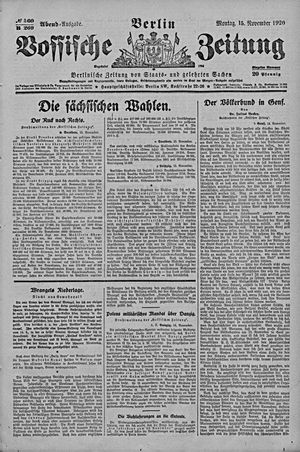 Vossische Zeitung vom 15.11.1920