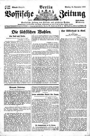 Vossische Zeitung vom 15.11.1920