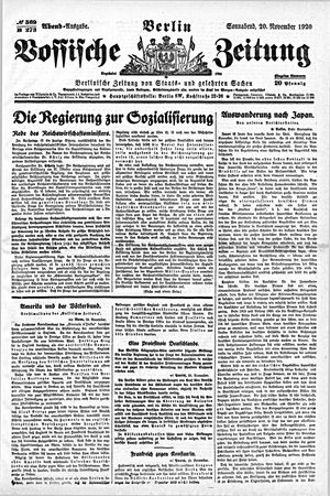 Vossische Zeitung vom 20.11.1920