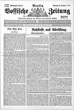 Vossische Zeitung on Nov 21, 1920